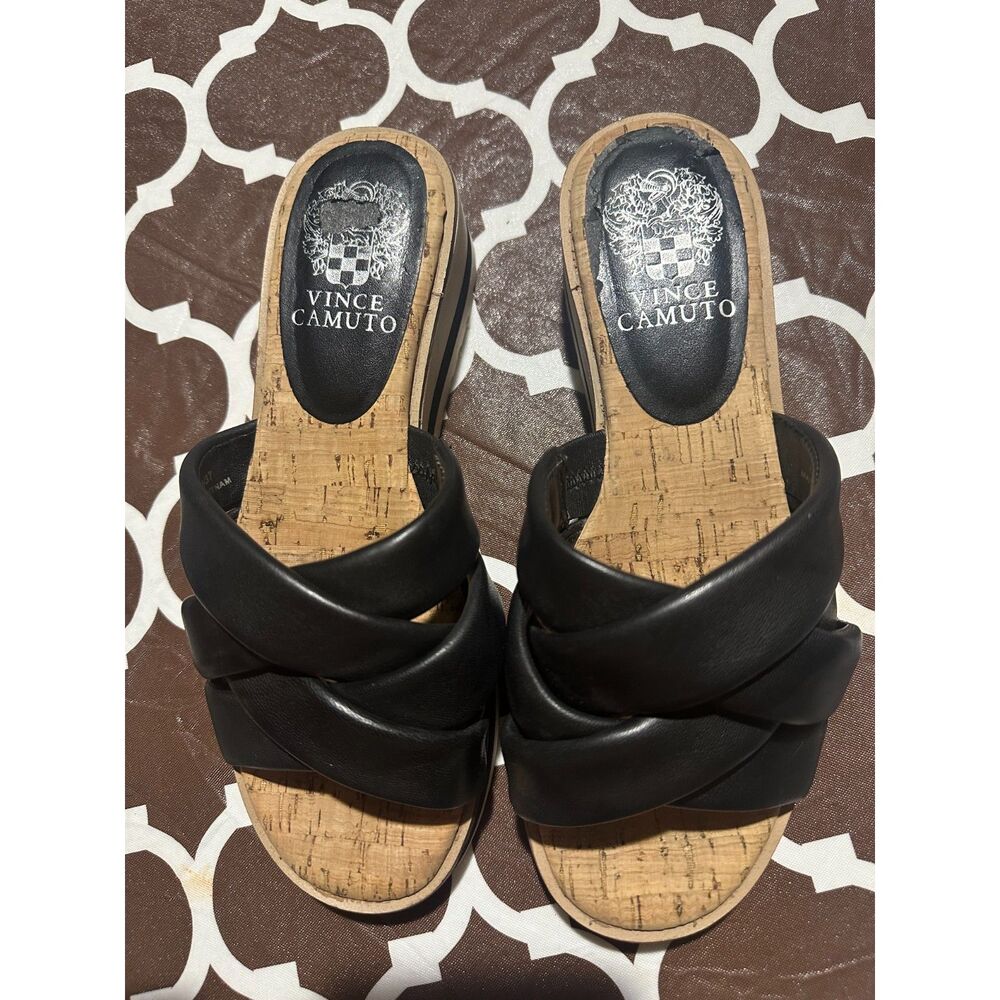 Vince Camuto Vivistie Interwoven Leather Cork Platform Wedge Sandals Women's 6.5